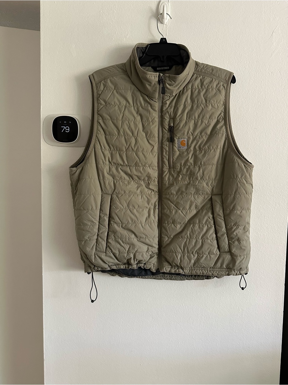 Carhartt Quilted Vest in Beige with Gold Logo Patch men 2 XL